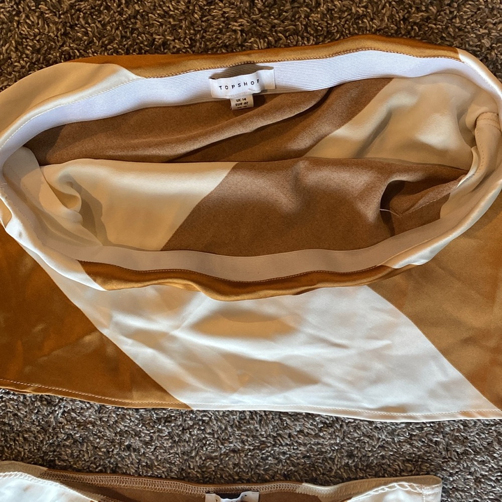 TopShop Two Piece Maxi Strapless Dress Diagonal Striped Spiced Rum, Women’s 10 - Picture 4 of 15